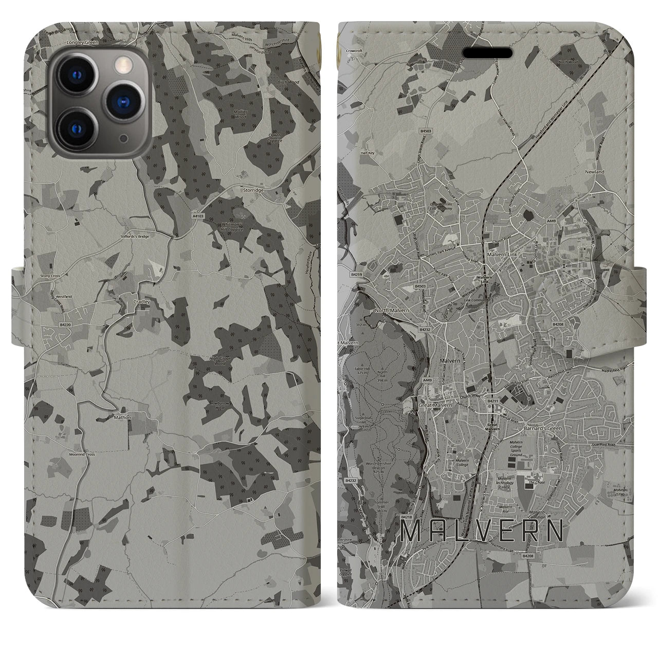 【マルバーン（イギリス）】地図柄iPhoneケース（手帳タイプ）