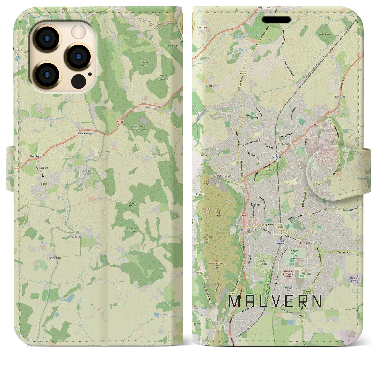 【マルバーン（イギリス）】地図柄iPhoneケース（手帳タイプ）