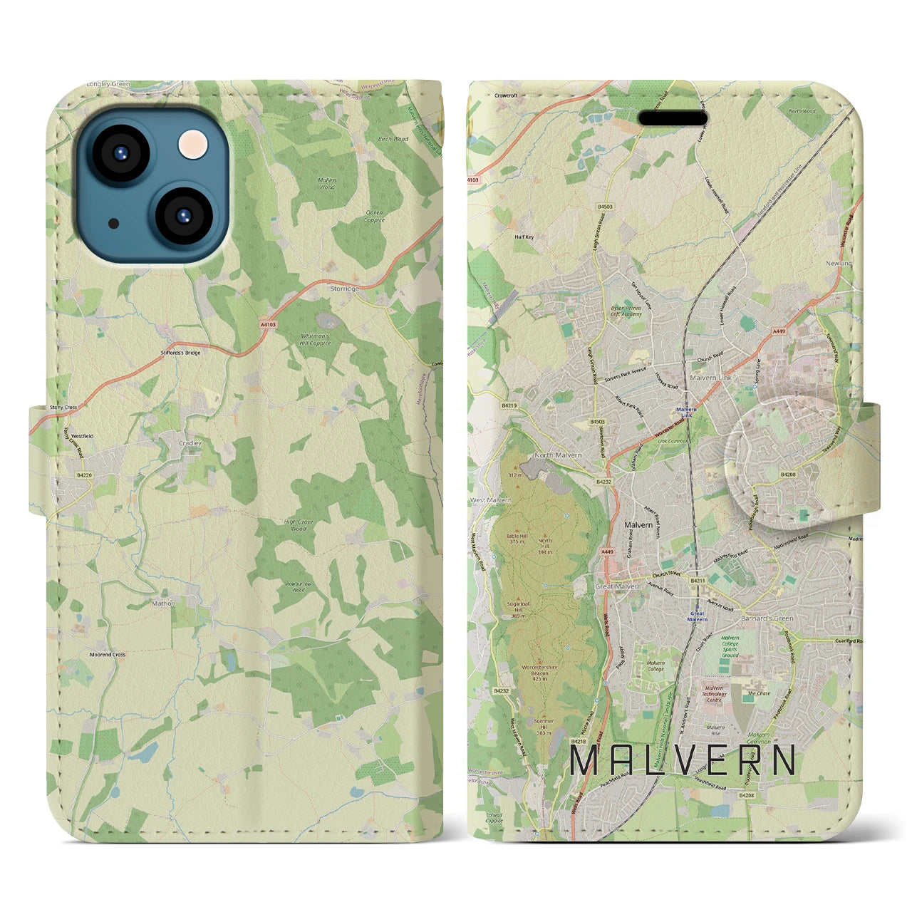 【マルバーン（イギリス）】地図柄iPhoneケース（手帳タイプ）