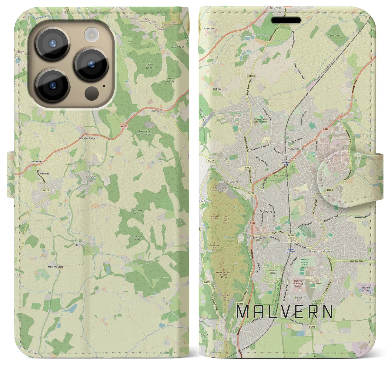 【マルバーン（イギリス）】地図柄iPhoneケース（手帳タイプ）