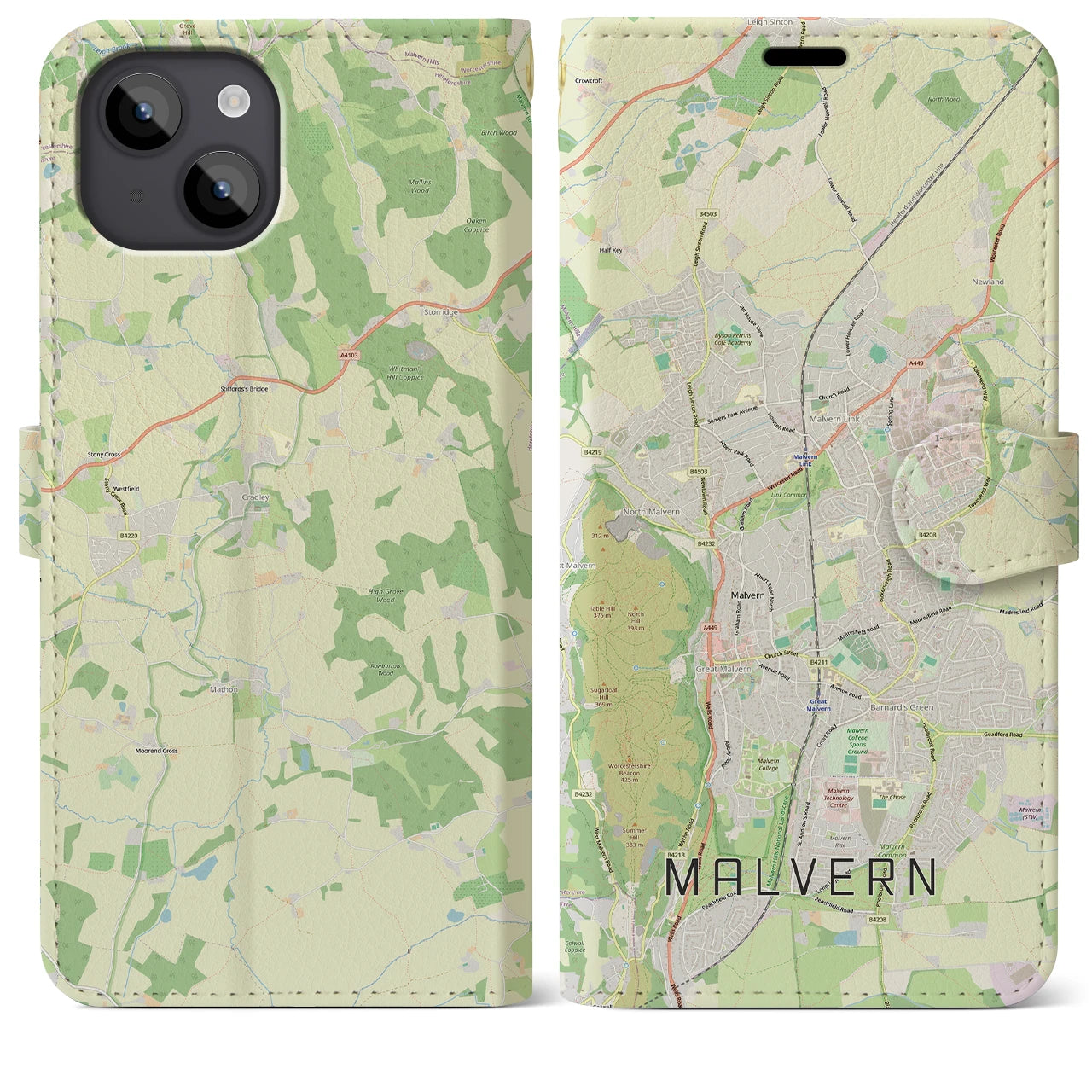 【マルバーン（イギリス）】地図柄iPhoneケース（手帳タイプ）