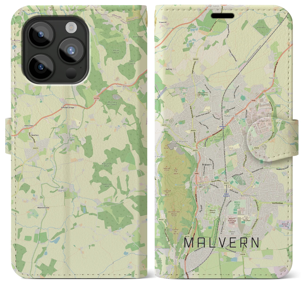 【マルバーン（イギリス）】地図柄iPhoneケース（手帳タイプ）