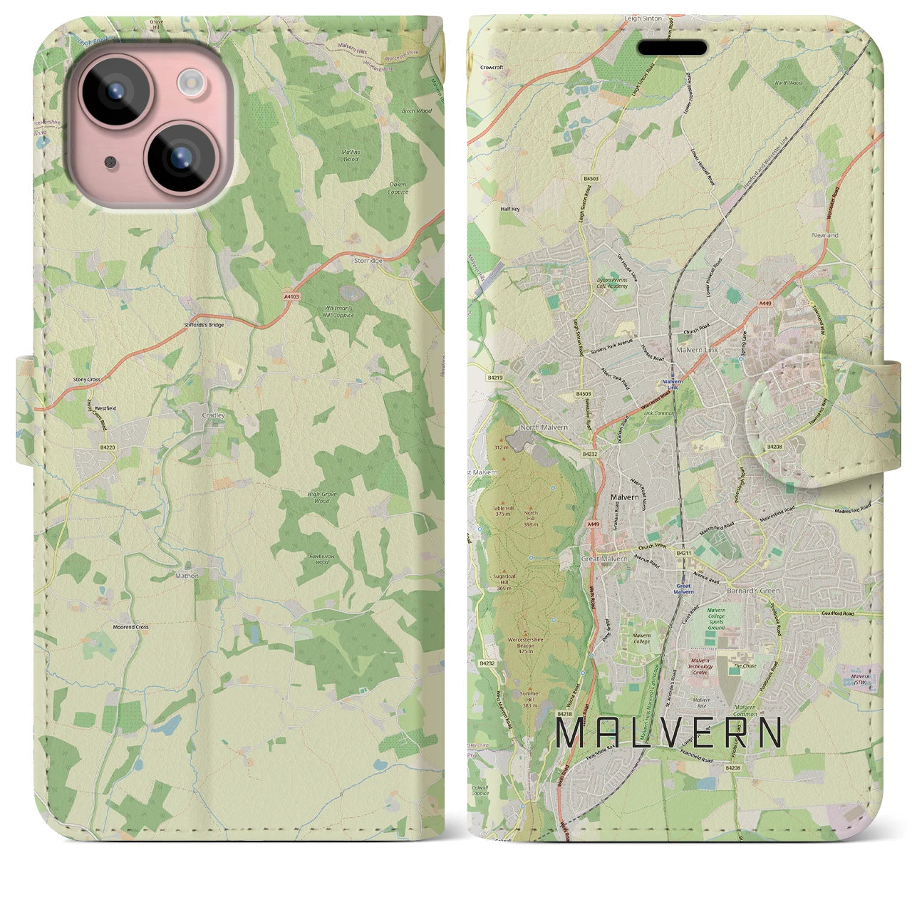 【マルバーン（イギリス）】地図柄iPhoneケース（手帳タイプ）