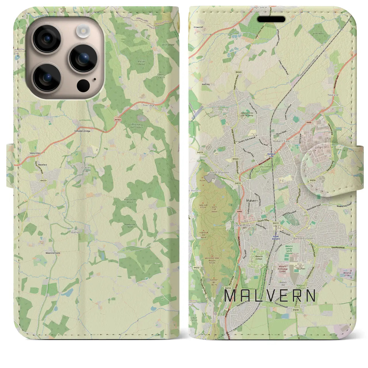 【マルバーン（イギリス）】地図柄iPhoneケース（手帳タイプ）