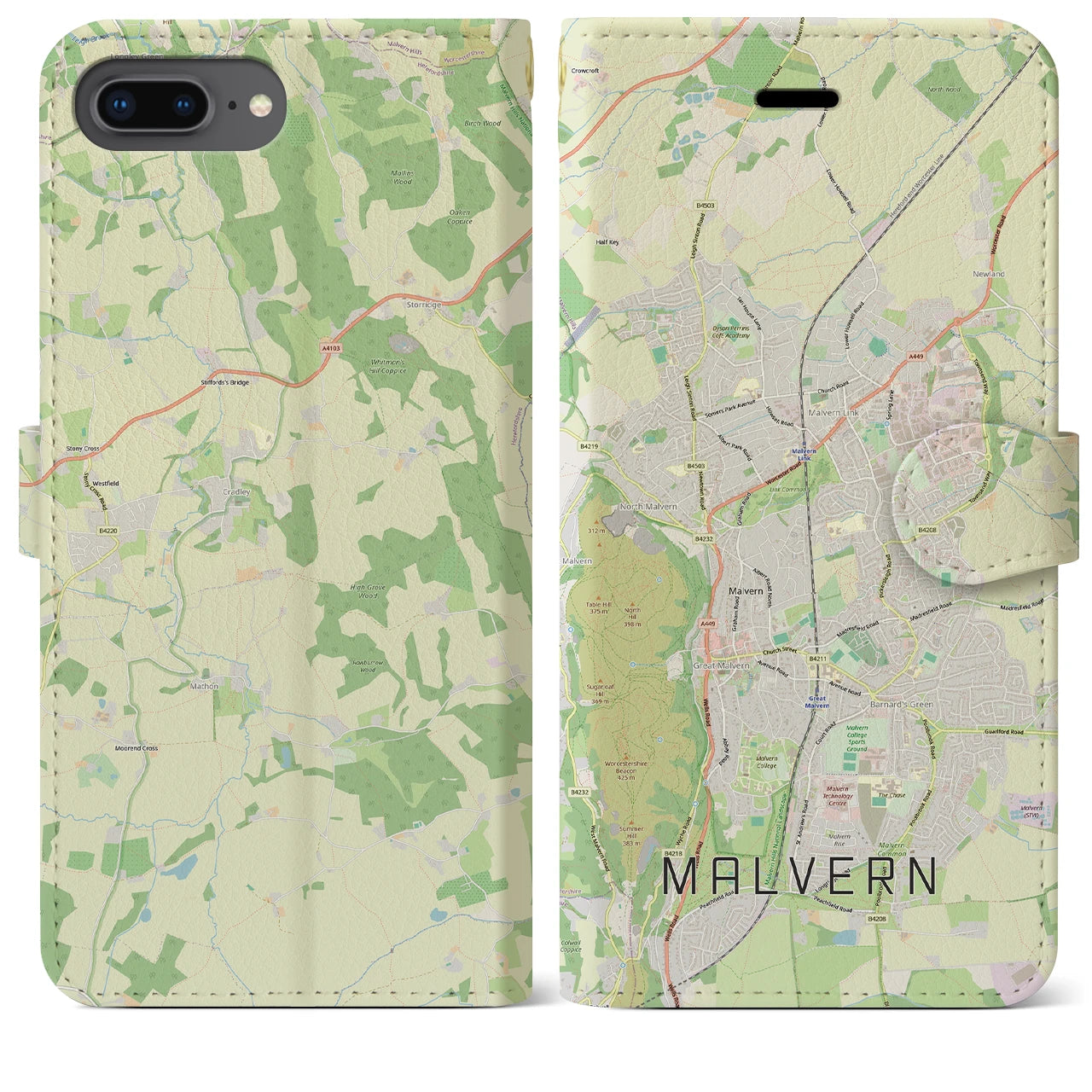 【マルバーン（イギリス）】地図柄iPhoneケース（手帳タイプ）