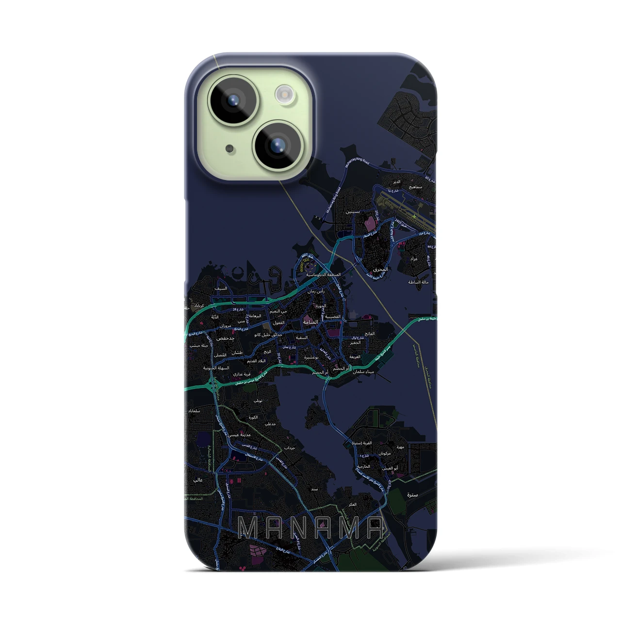 【マナーマ（バーレーン）】地図柄iPhoneケース（バックカバータイプ）