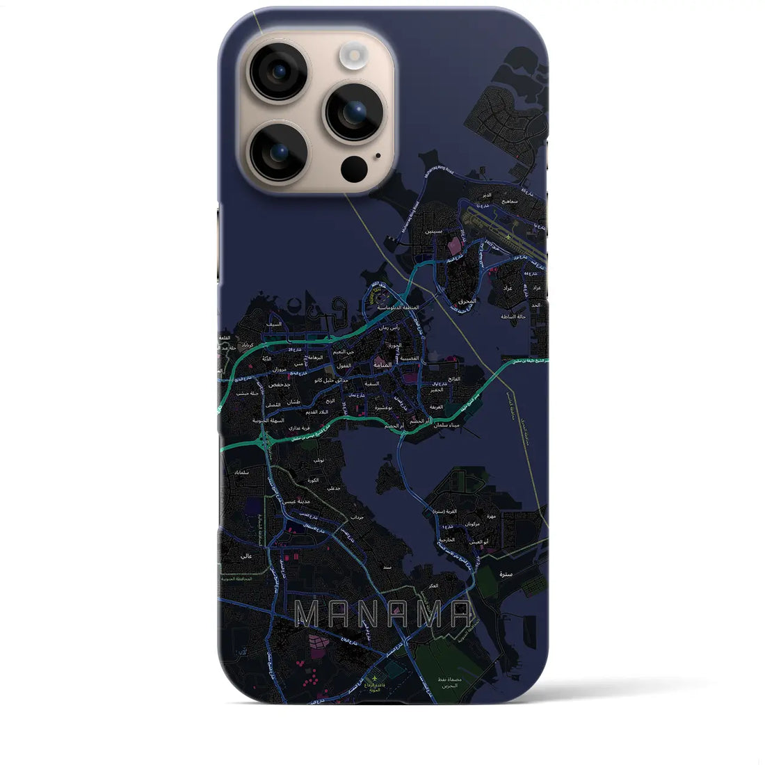 【マナーマ（バーレーン）】地図柄iPhoneケース（バックカバータイプ）