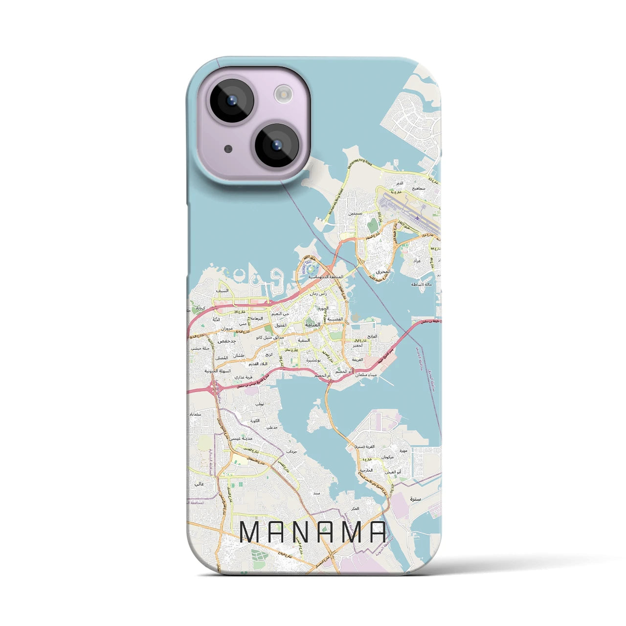 【マナーマ（バーレーン）】地図柄iPhoneケース（バックカバータイプ）