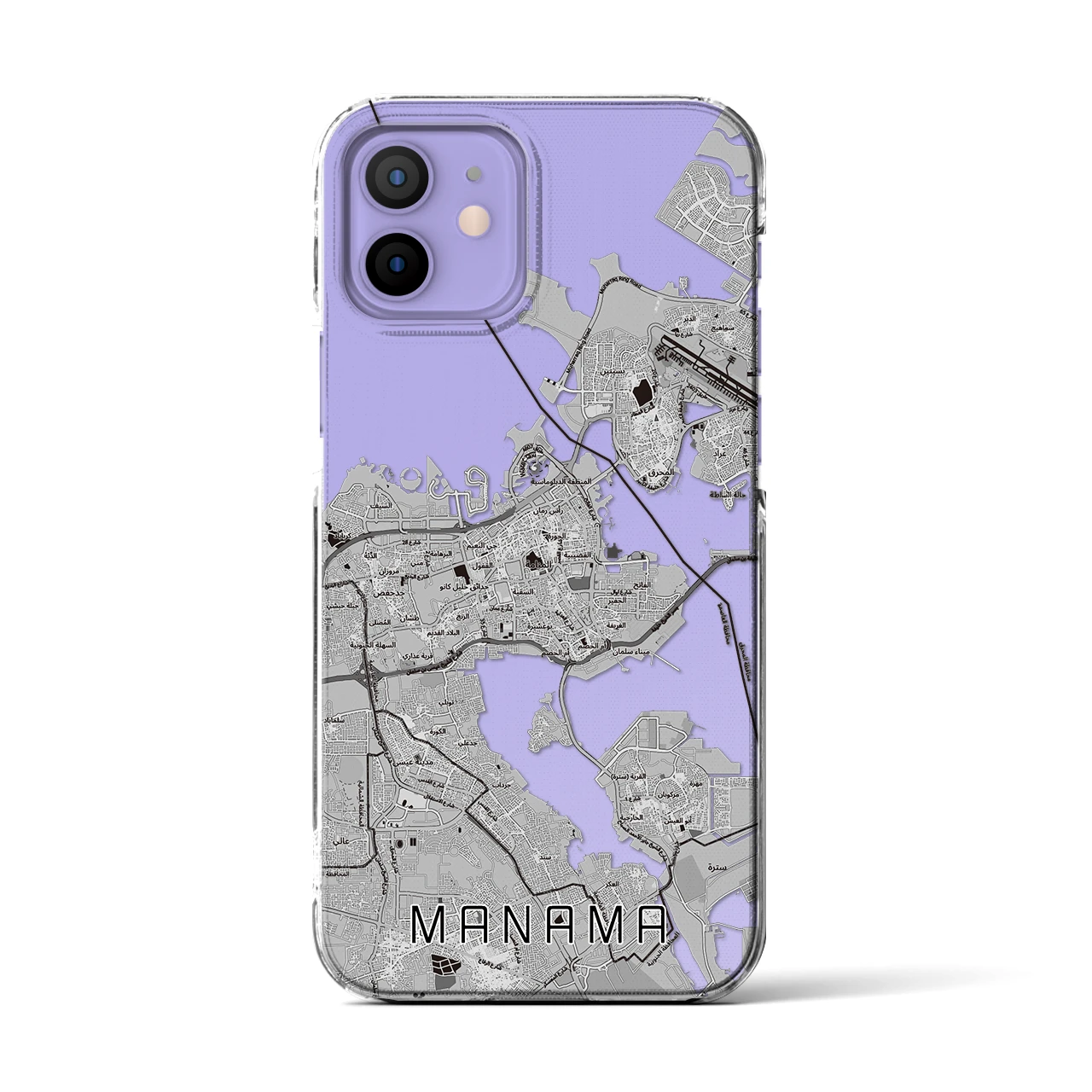 【マナーマ（バーレーン）】地図柄iPhoneケース（クリアタイプ）
