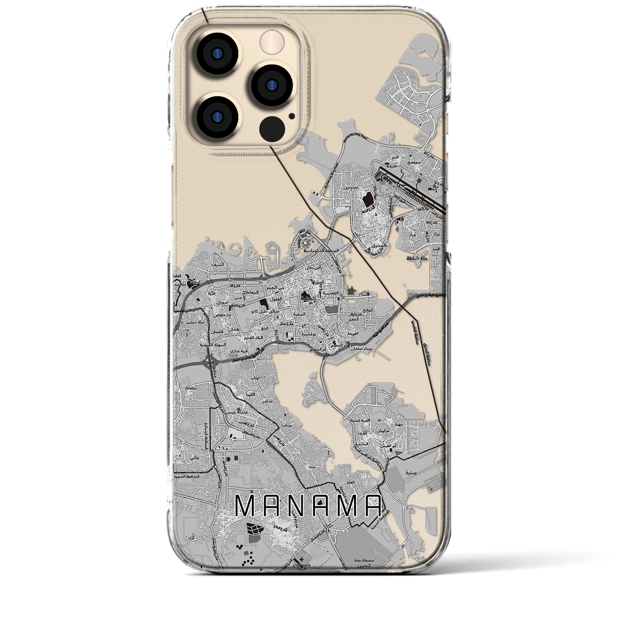 【マナーマ（バーレーン）】地図柄iPhoneケース（クリアタイプ）