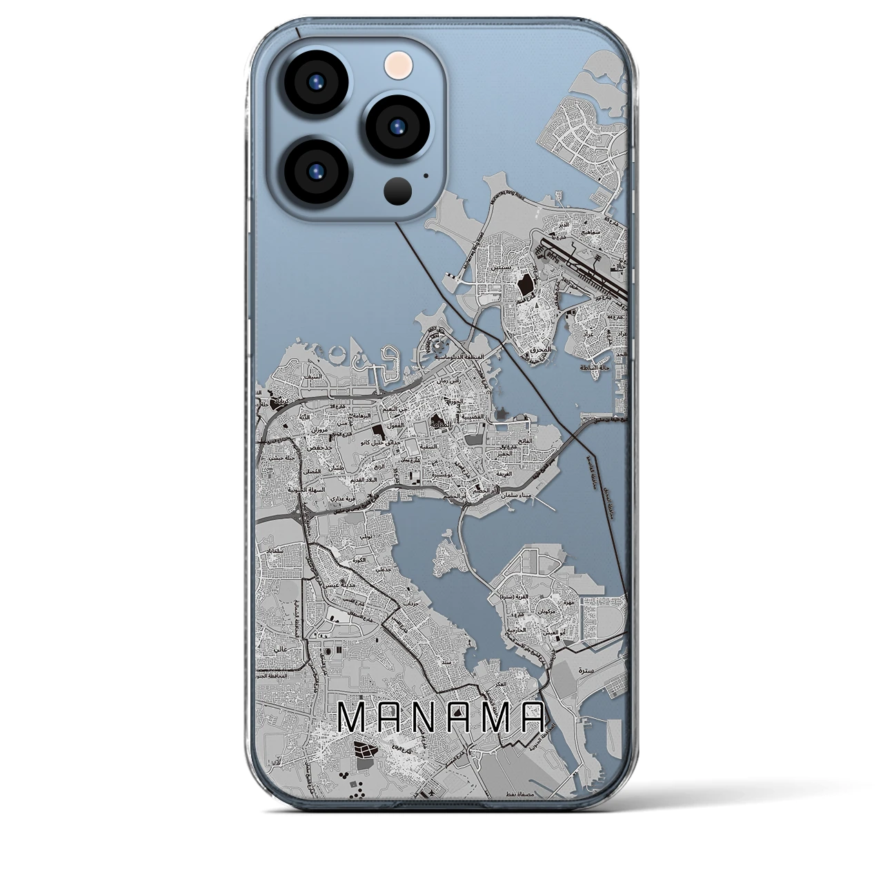 【マナーマ（バーレーン）】地図柄iPhoneケース（クリアタイプ）