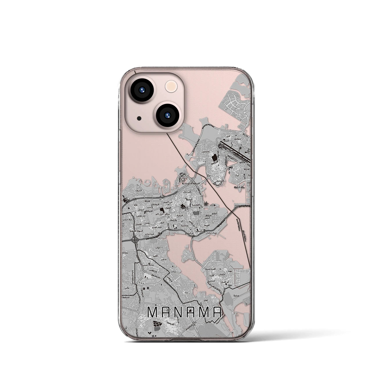 【マナーマ（バーレーン）】地図柄iPhoneケース（クリアタイプ）