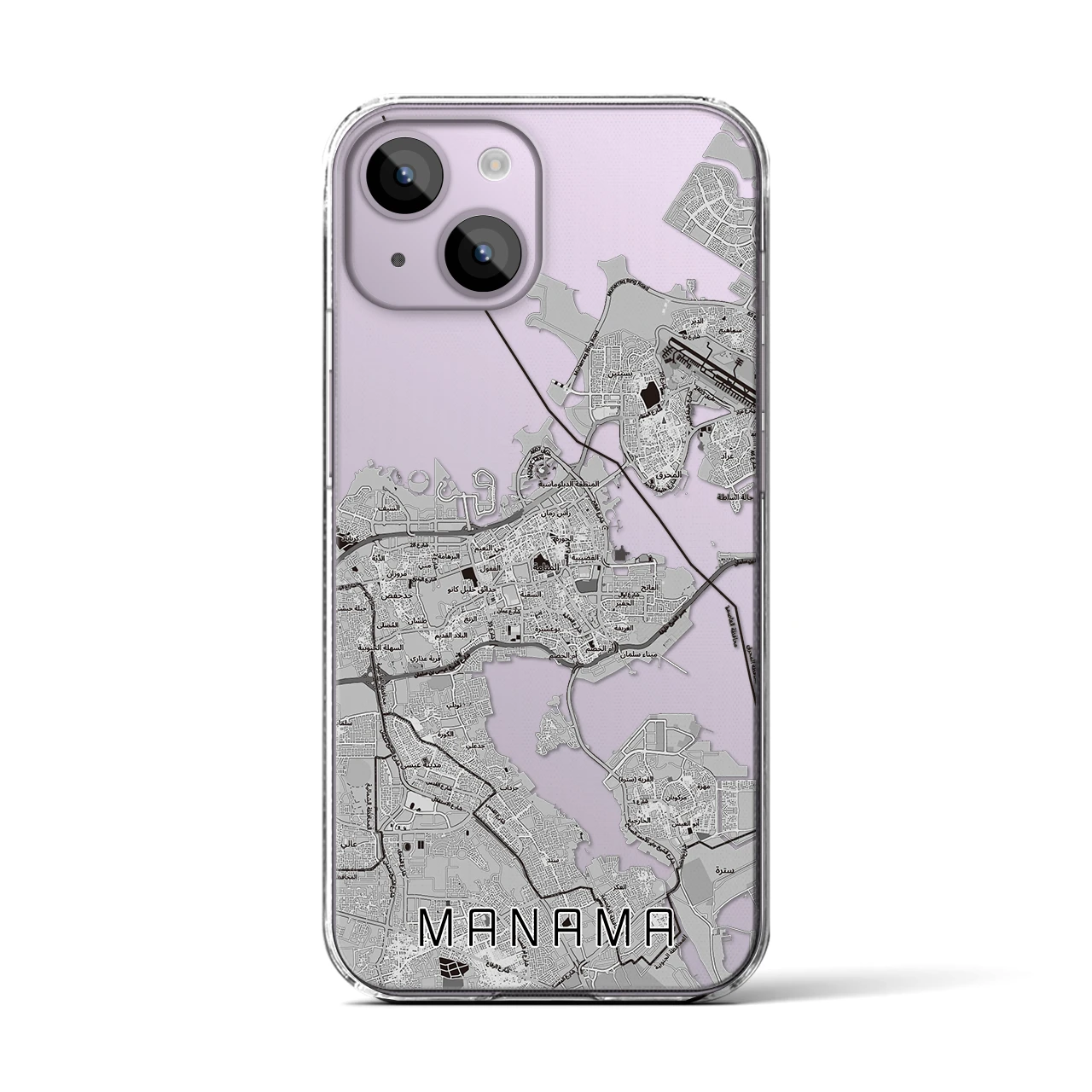 【マナーマ（バーレーン）】地図柄iPhoneケース（クリアタイプ）