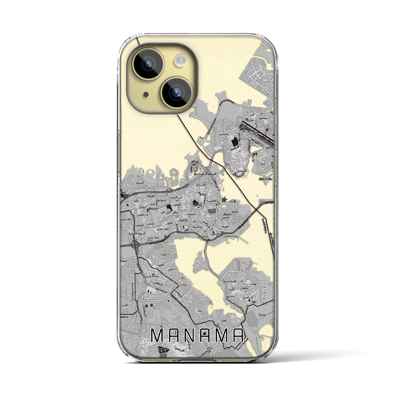 【マナーマ（バーレーン）】地図柄iPhoneケース（クリアタイプ）