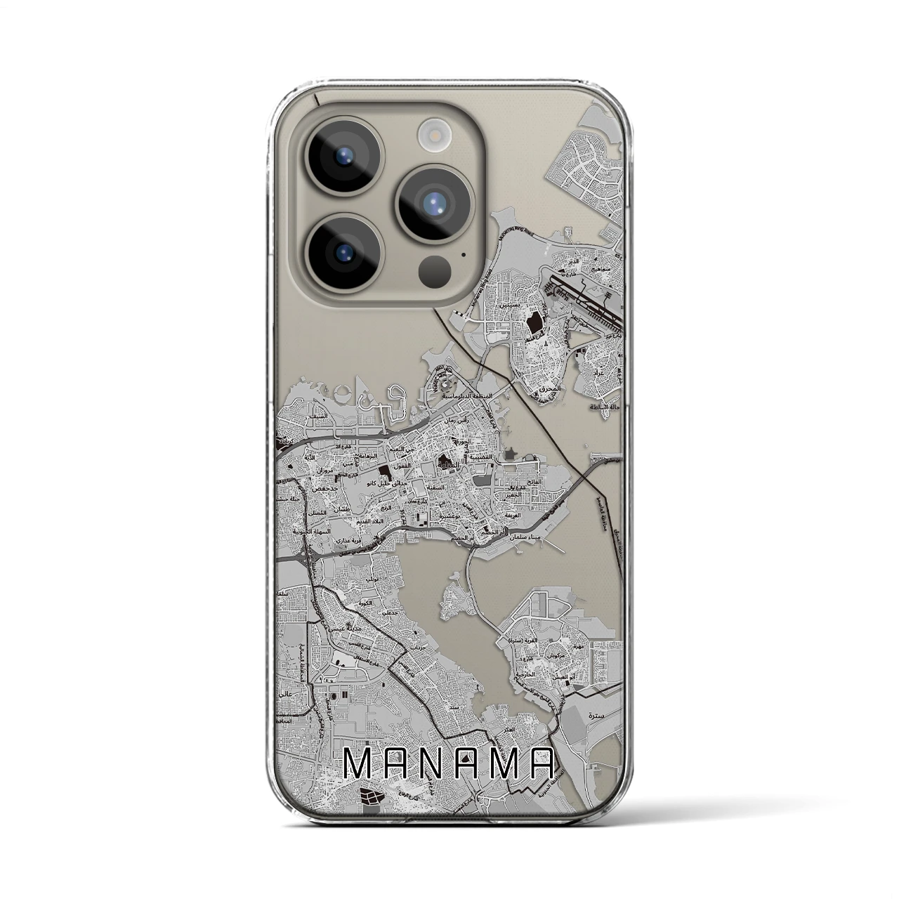 【マナーマ（バーレーン）】地図柄iPhoneケース（クリアタイプ）