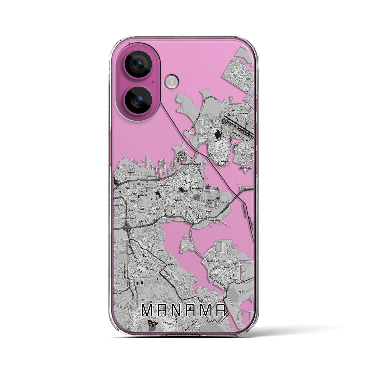 【マナーマ（バーレーン）】地図柄iPhoneケース（クリアタイプ）
