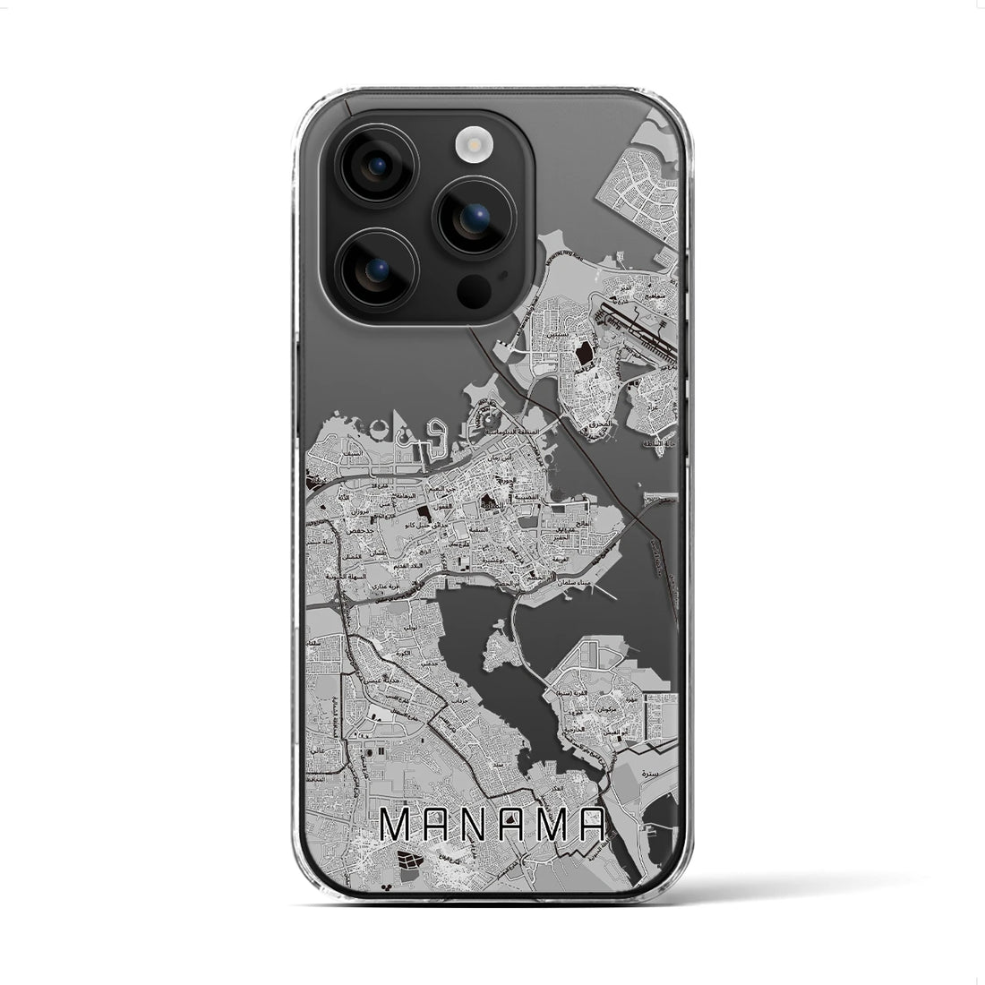 【マナーマ（バーレーン）】地図柄iPhoneケース（クリアタイプ）