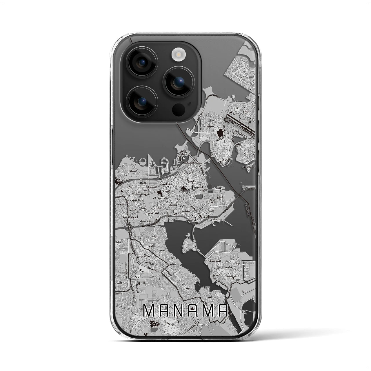 【マナーマ（バーレーン）】地図柄iPhoneケース（クリアタイプ）
