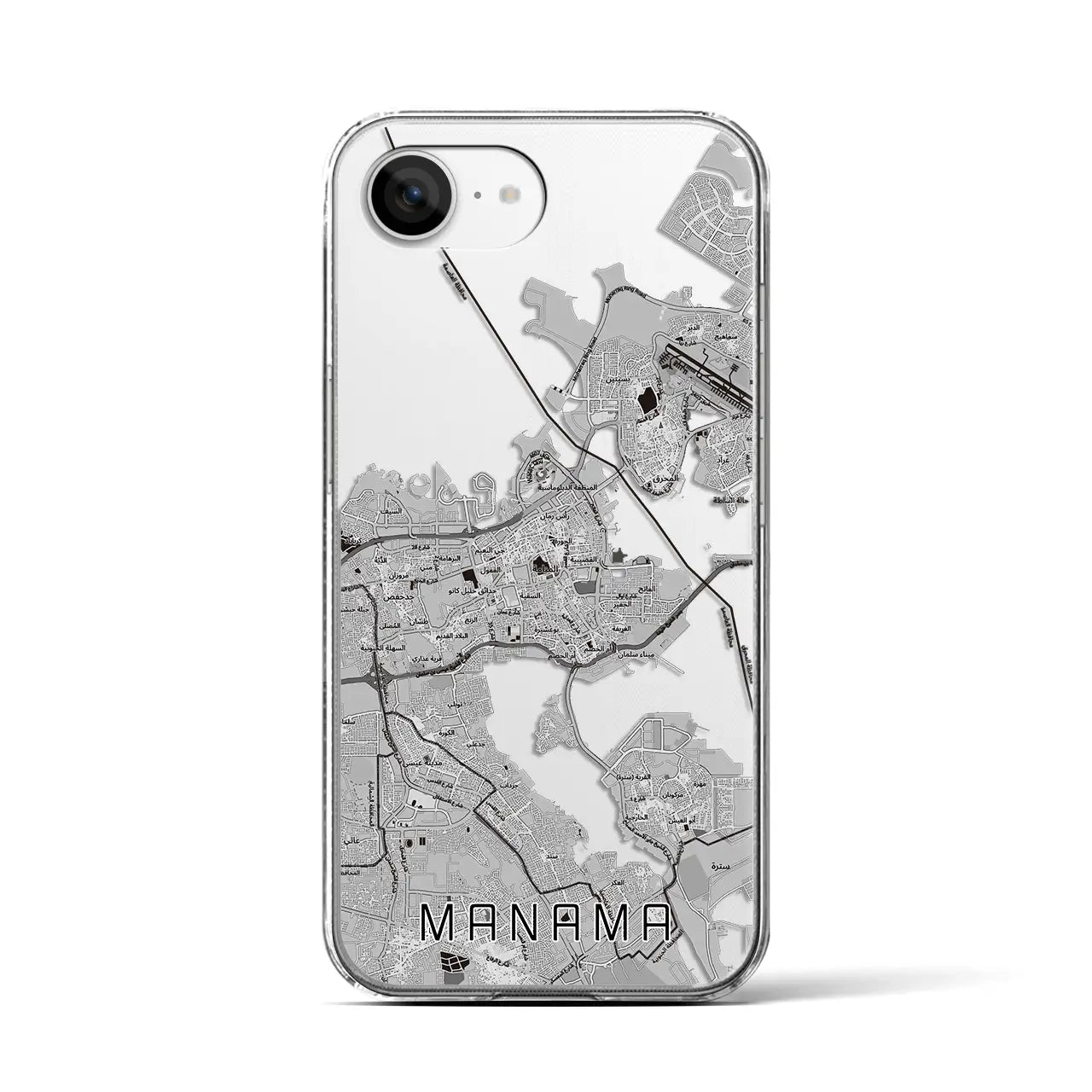 【マナーマ（バーレーン）】地図柄iPhoneケース（クリアタイプ）