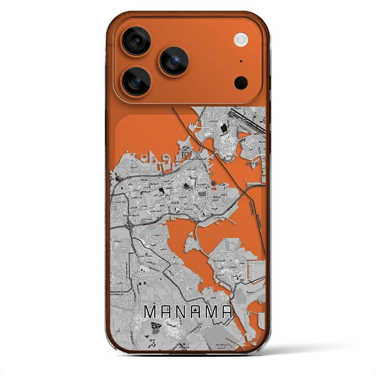 【マナーマ（バーレーン）】地図柄iPhoneケース（クリアタイプ）モノトーン・iPhone 17 Pro Max 用