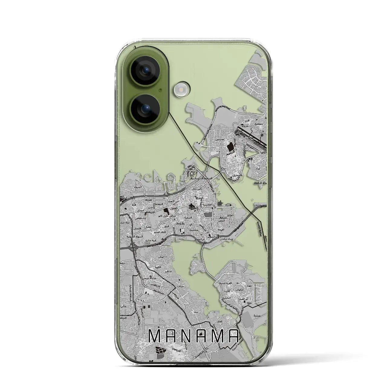 【マナーマ（バーレーン）】地図柄iPhoneケース（クリアタイプ）