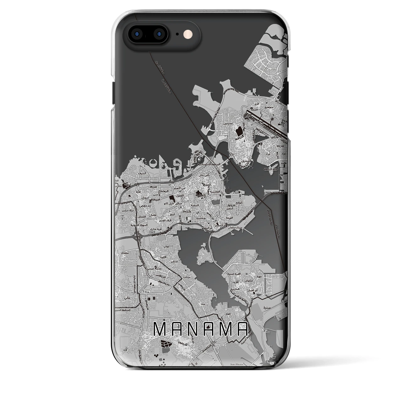 【マナーマ（バーレーン）】地図柄iPhoneケース（クリアタイプ）