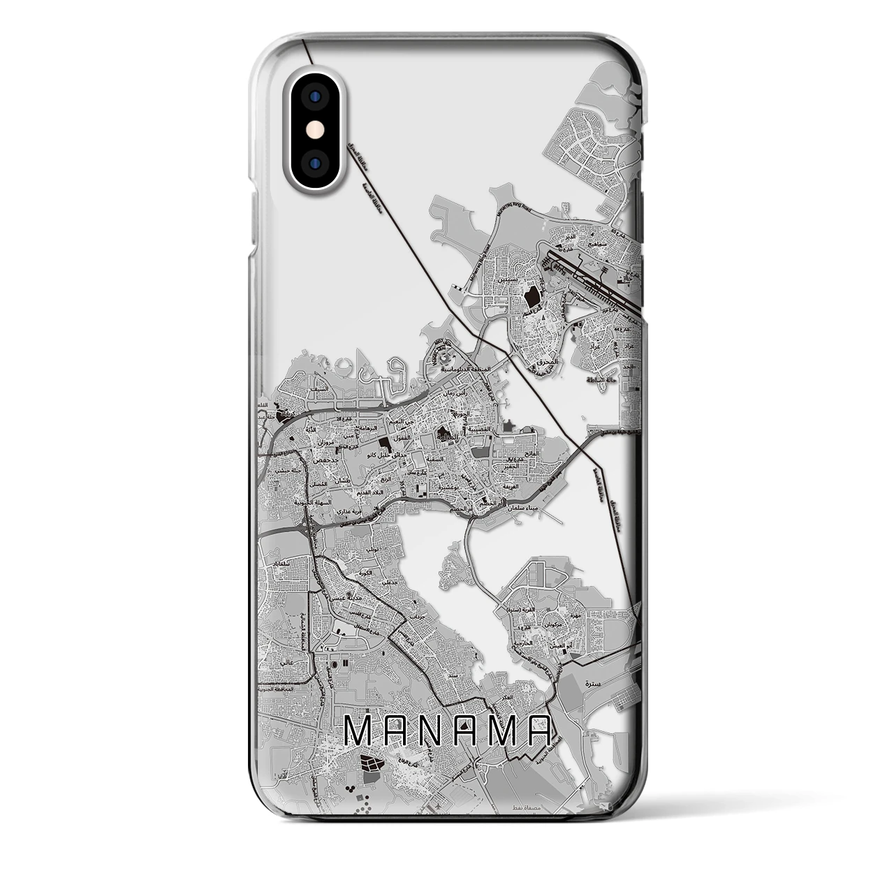 【マナーマ（バーレーン）】地図柄iPhoneケース（クリアタイプ）