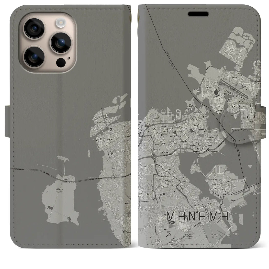 【マナーマ（バーレーン）】地図柄iPhoneケース（手帳タイプ）