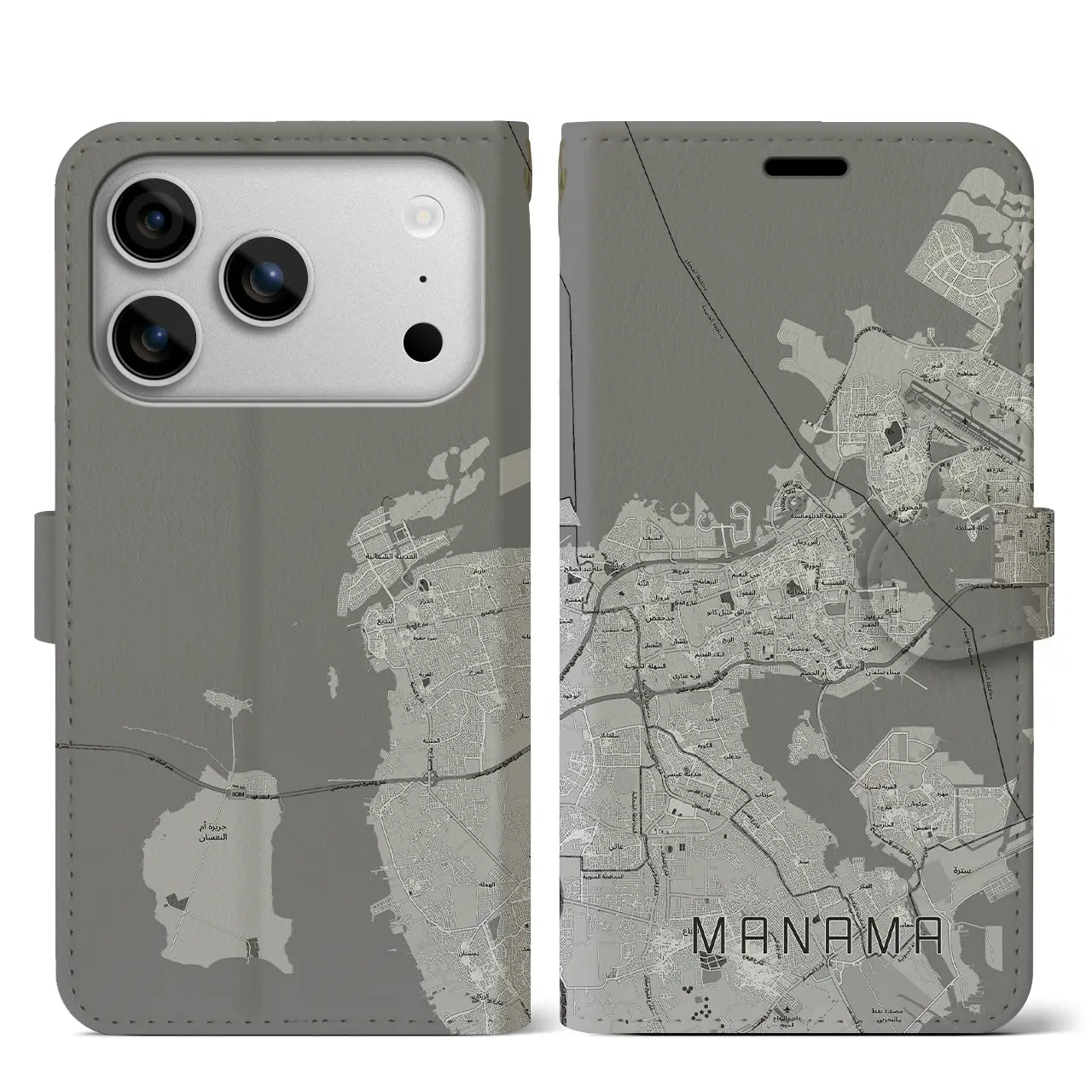 【マナーマ（バーレーン）】地図柄iPhoneケース（手帳タイプ）