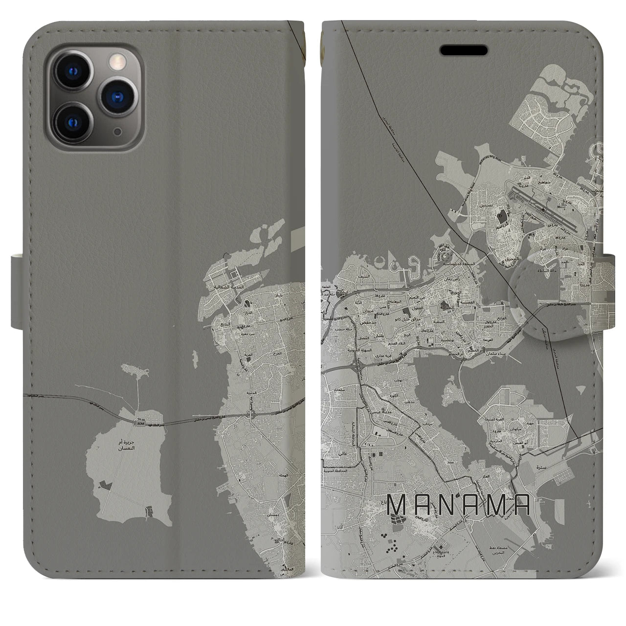 【マナーマ（バーレーン）】地図柄iPhoneケース（手帳タイプ）