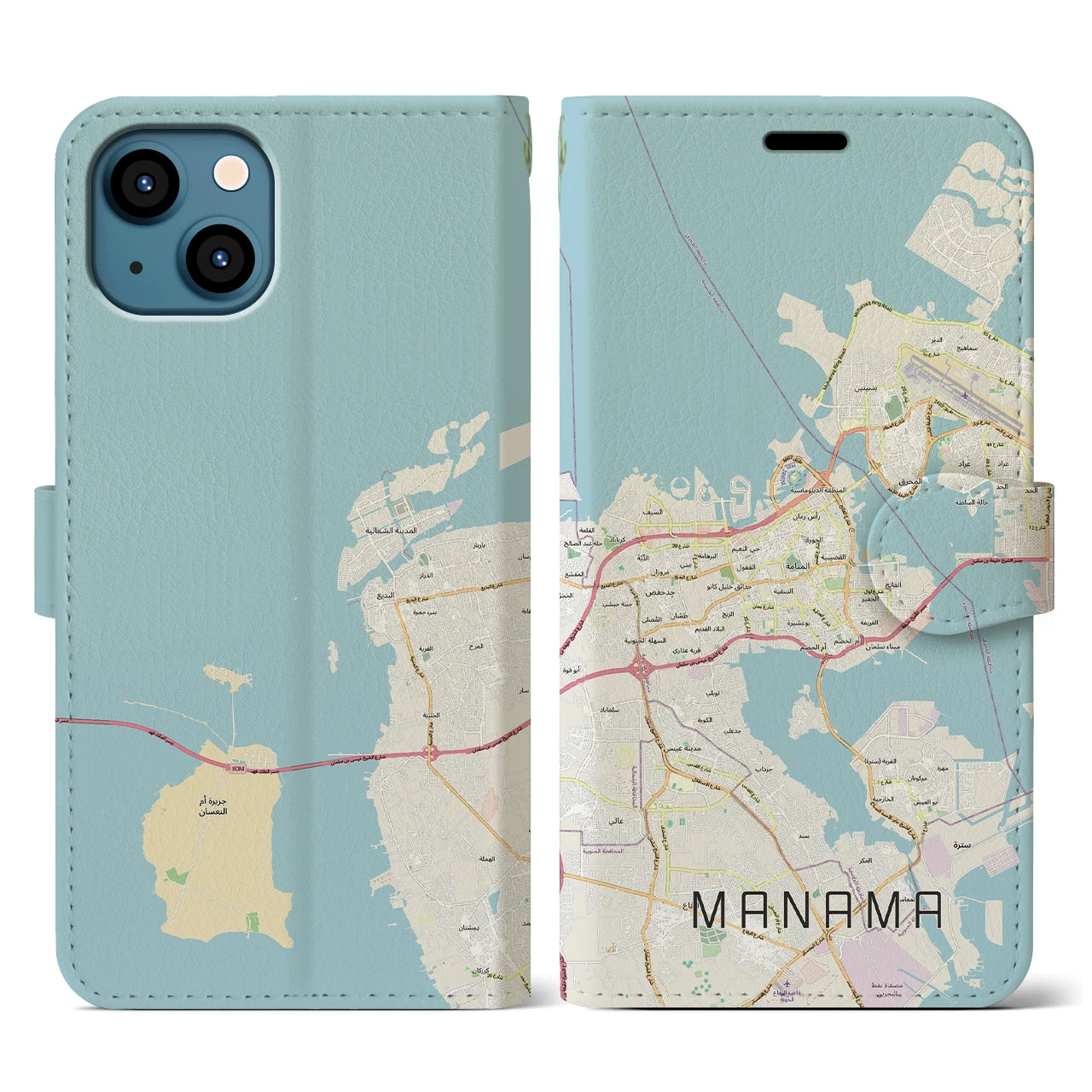 【マナーマ（バーレーン）】地図柄iPhoneケース（手帳タイプ）