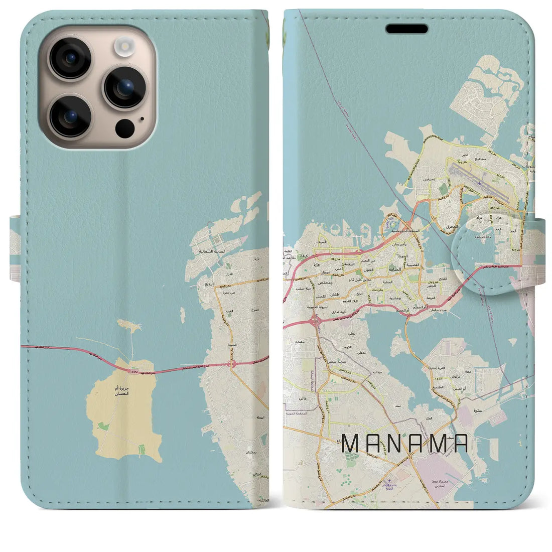 【マナーマ（バーレーン）】地図柄iPhoneケース（手帳タイプ）