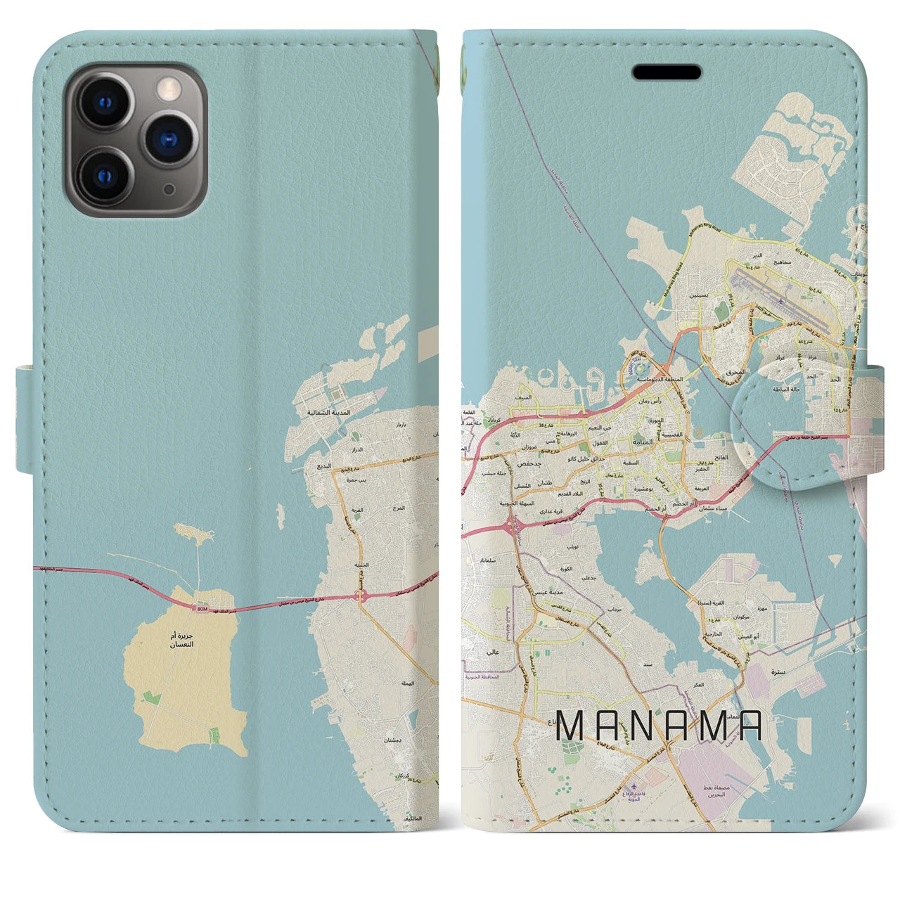 【マナーマ（バーレーン）】地図柄iPhoneケース（手帳タイプ）