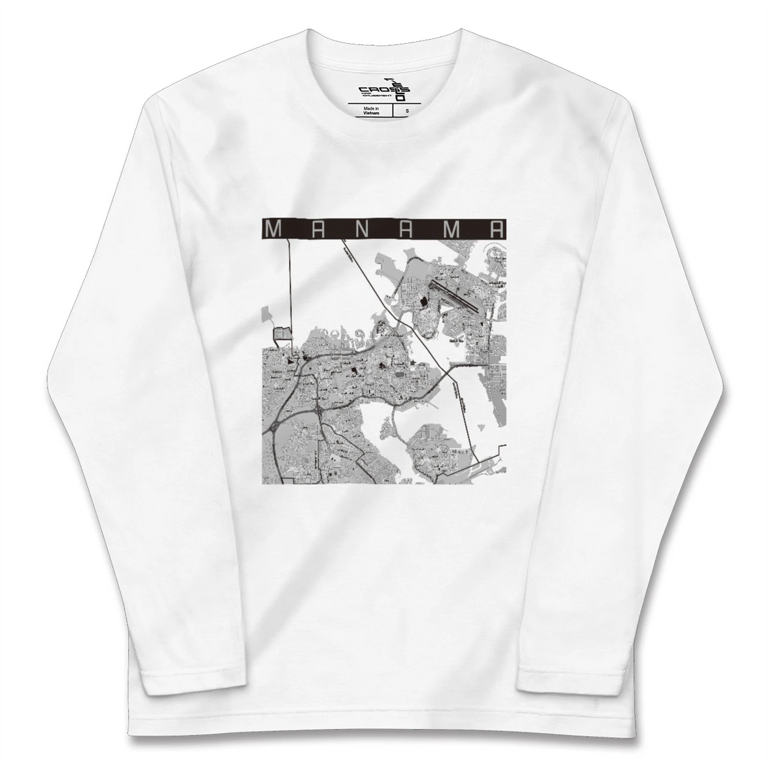 【マナーマ（バーレーン）】地図柄ロングスリーブTシャツ