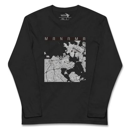 【マナーマ（バーレーン）】地図柄ロングスリーブTシャツ