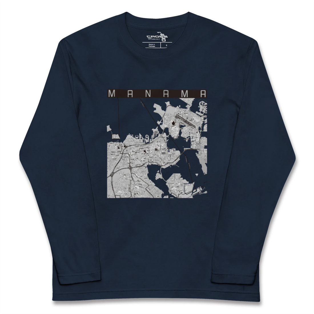 【マナーマ（バーレーン）】地図柄ロングスリーブTシャツ