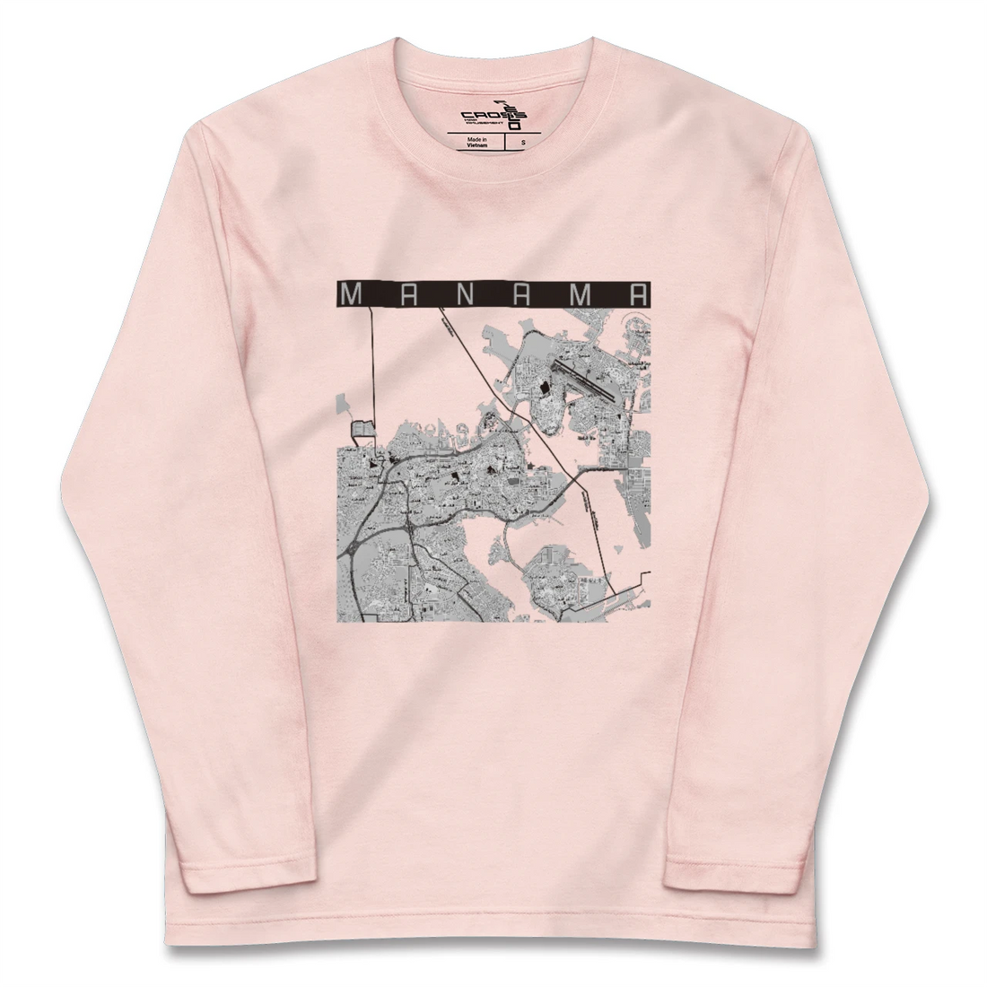 【マナーマ（バーレーン）】地図柄ロングスリーブTシャツ
