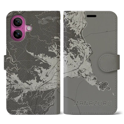 【真鶴（神奈川県）】地図柄iPhoneケース（手帳タイプ）モノトーン・iPhone 16 Pro 用