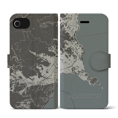 【真鶴（神奈川県）】地図柄iPhoneケース（手帳タイプ）モノトーン・iPhone SE（第3 / 第2世代） / 8 / 7 / 6s / 6 用