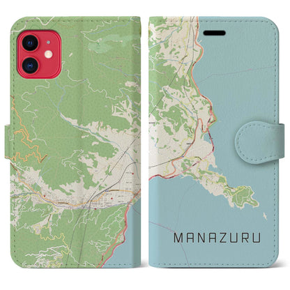 【真鶴（神奈川県）】地図柄iPhoneケース（手帳タイプ）ナチュラル・iPhone 11 用