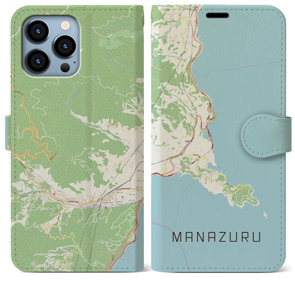 【真鶴（神奈川県）】地図柄iPhoneケース（手帳タイプ）ナチュラル・iPhone 13 Pro Max 用