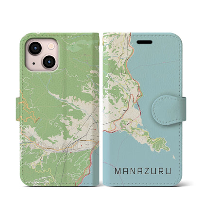 【真鶴（神奈川県）】地図柄iPhoneケース（手帳タイプ）ナチュラル・iPhone 13 mini 用