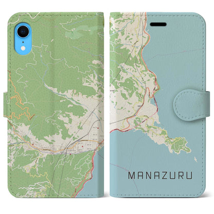 【真鶴（神奈川県）】地図柄iPhoneケース（手帳タイプ）ナチュラル・iPhone XR 用