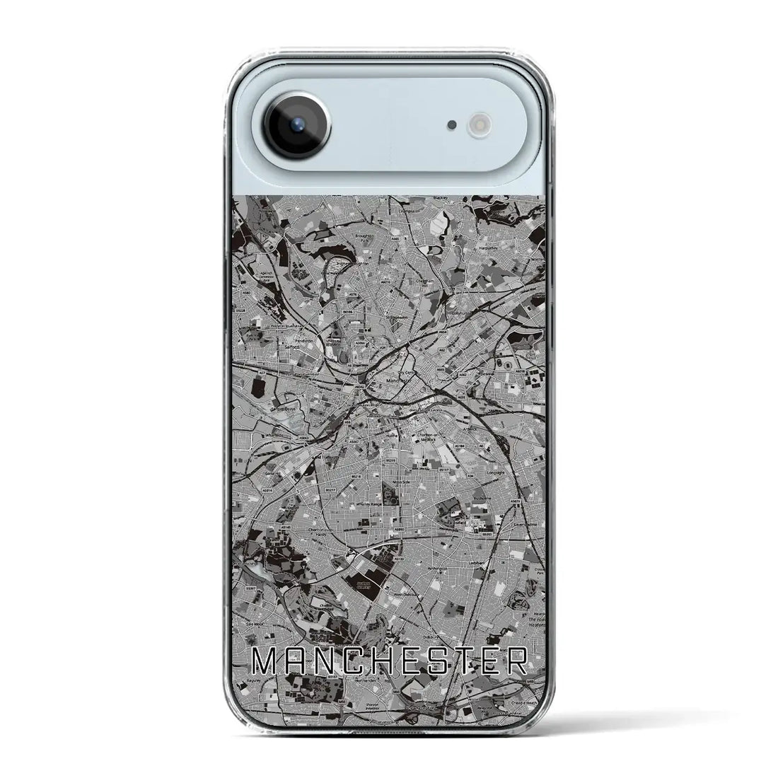 【マンチェスター（イギリス）】地図柄iPhoneケース（クリアタイプ）モノトーン・iPhone 17 Pro Max 用