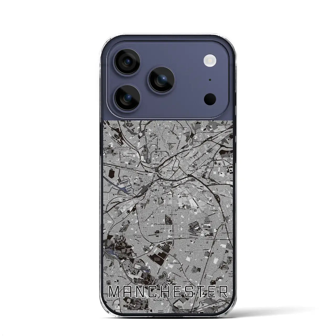 【マンチェスター（イギリス）】地図柄iPhoneケース（クリアタイプ）