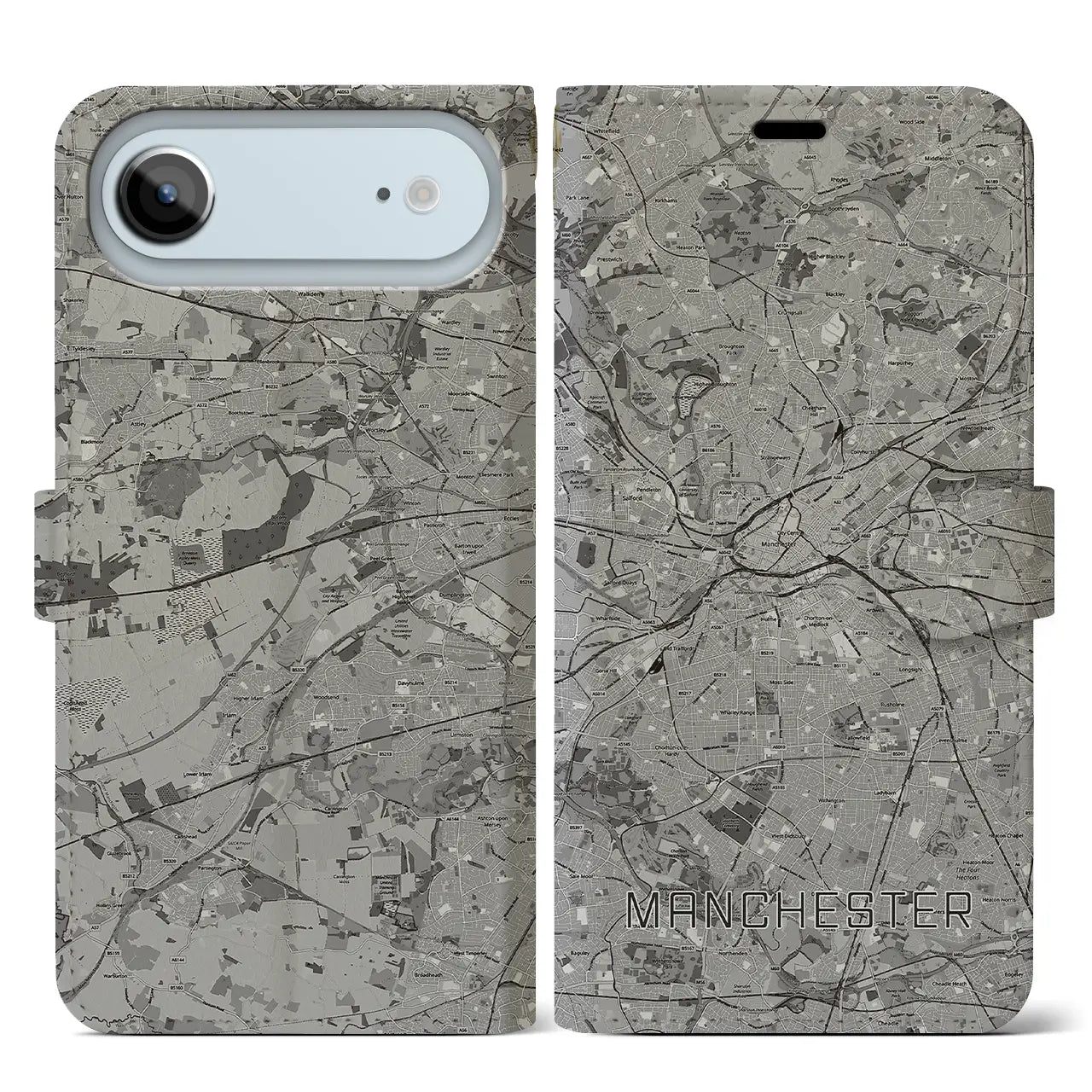 【マンチェスター（イギリス）】地図柄iPhoneケース（手帳タイプ）