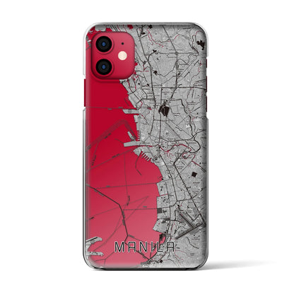 【マニラ（フィリピン）】地図柄iPhoneケース（クリアタイプ）モノトーン・iPhone 11 用