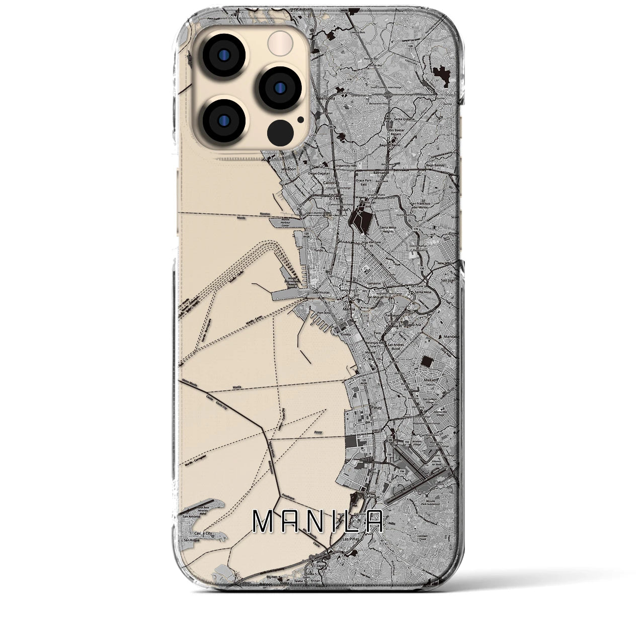 【マニラ（フィリピン）】地図柄iPhoneケース（クリアタイプ）
