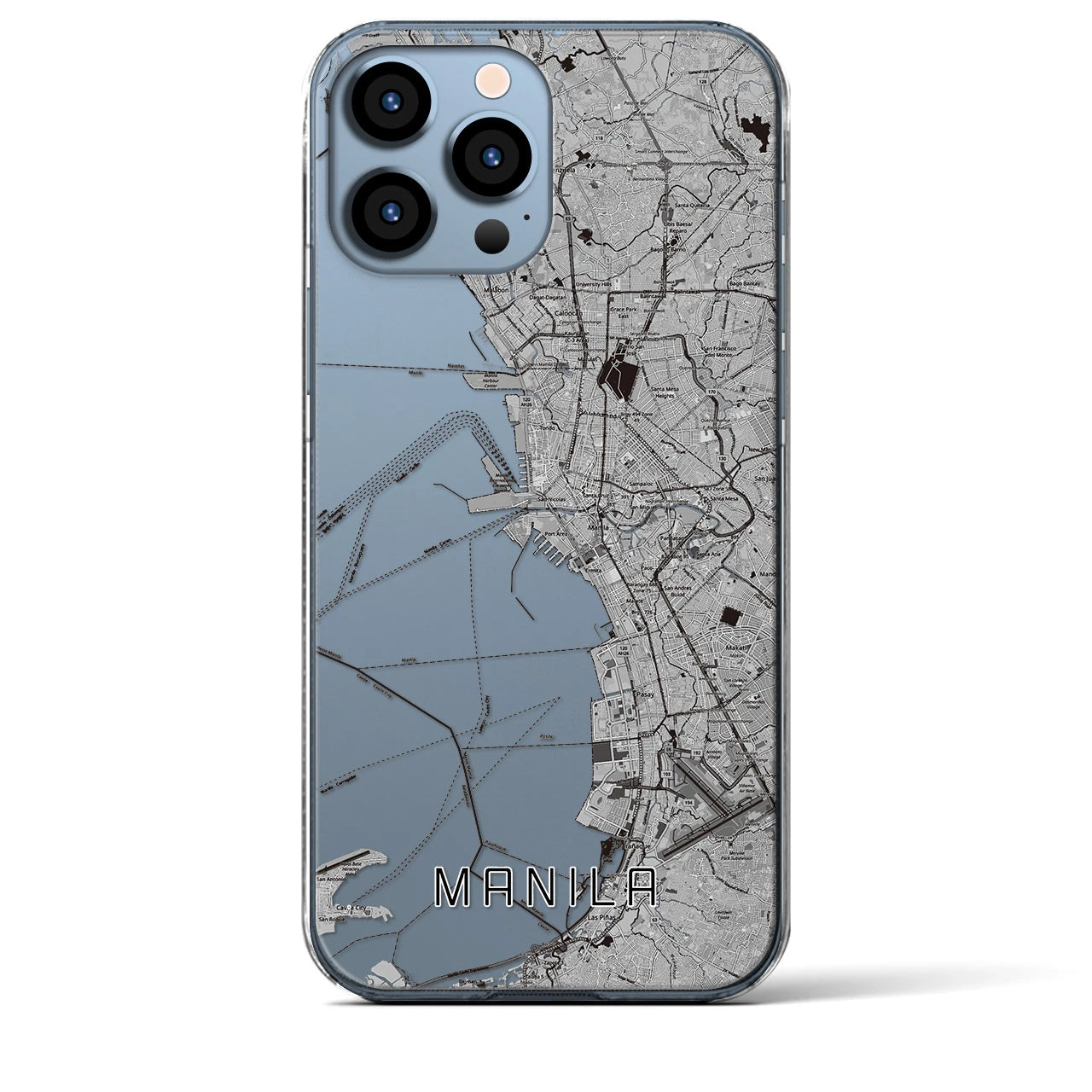 【マニラ（フィリピン）】地図柄iPhoneケース（クリアタイプ）