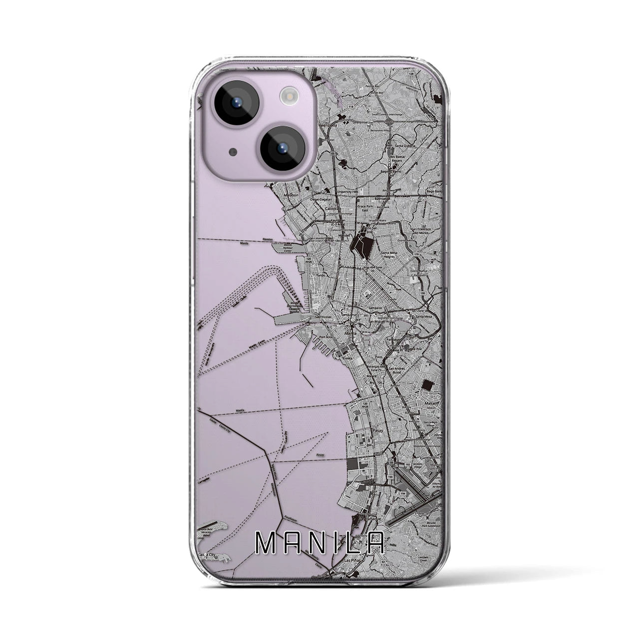 【マニラ（フィリピン）】地図柄iPhoneケース（クリアタイプ）